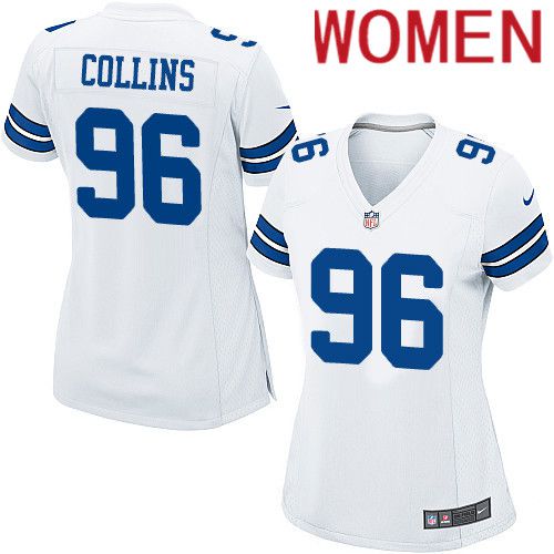 Women Dallas Cowboys #96 Maliek Collins Nike White Team Game NFL Jersey->women nfl jersey->Women Jersey